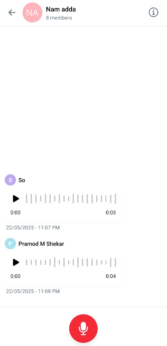fonybox app showing an active group audio chat